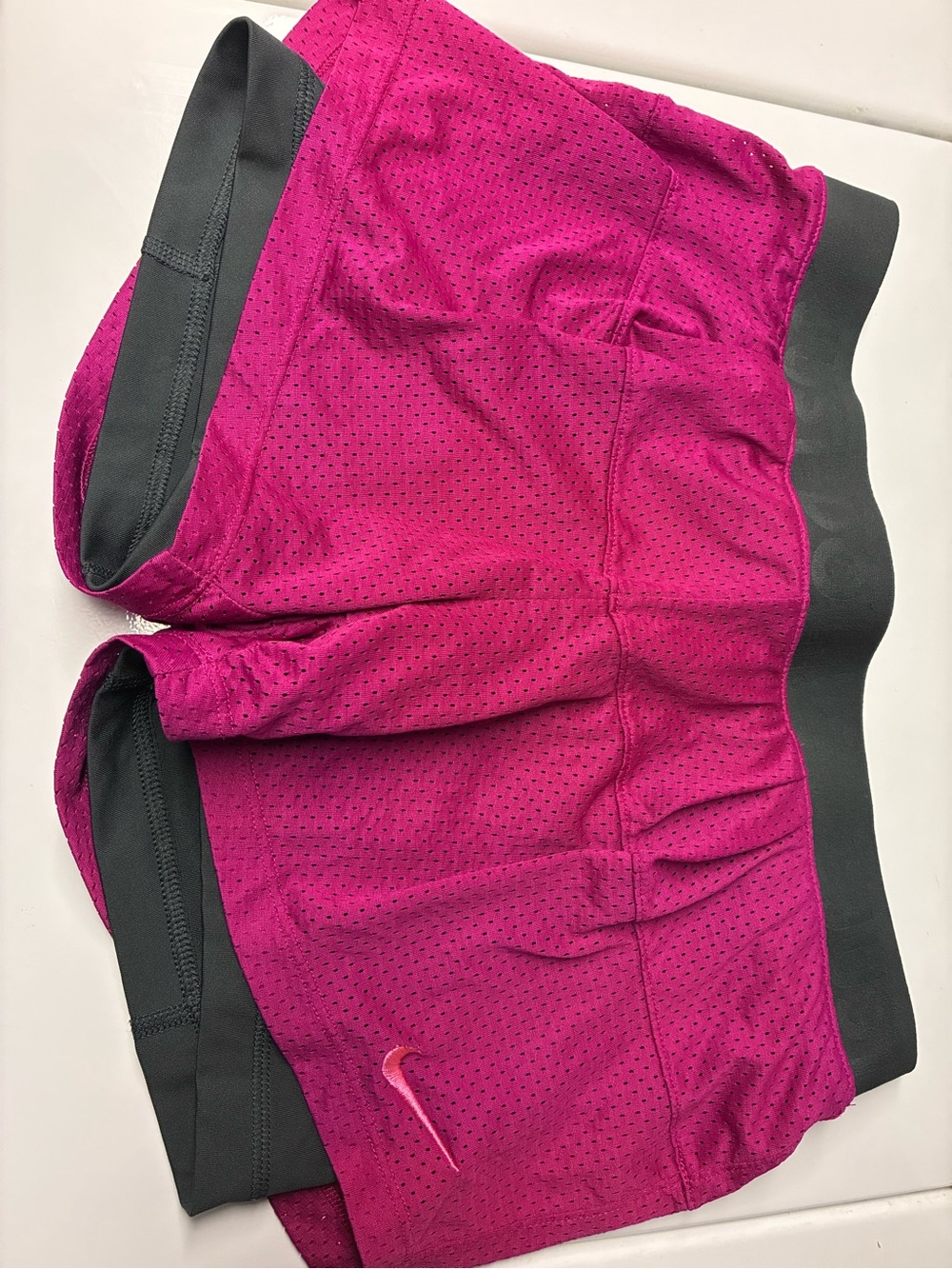 Nike Women's Magenta Athletic Shorts with Dark Gray Waistband